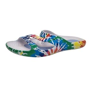 Cheeks Health Sandals Tony Little Women Size 7 Blue Green Red Tie Dye Slip On
